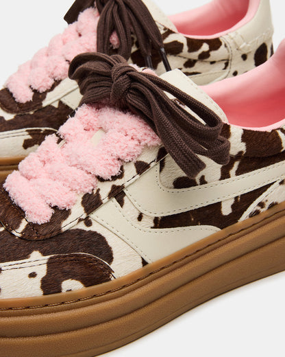 DODGE Brown Cow Print Low-Top Platform Women's Sneaker - Steve Madden