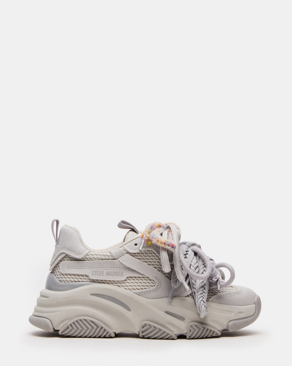 PRYCE Grey Low-Top Lace-Up Chunky Platform Women's Sneaker - Steve Madden
