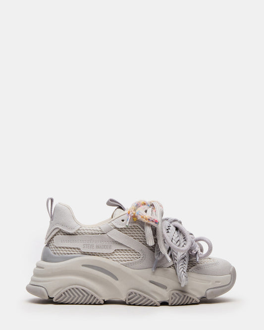 PRYCE Grey Low-Top Lace-Up Chunky Platform Women's Sneaker - Steve Madden