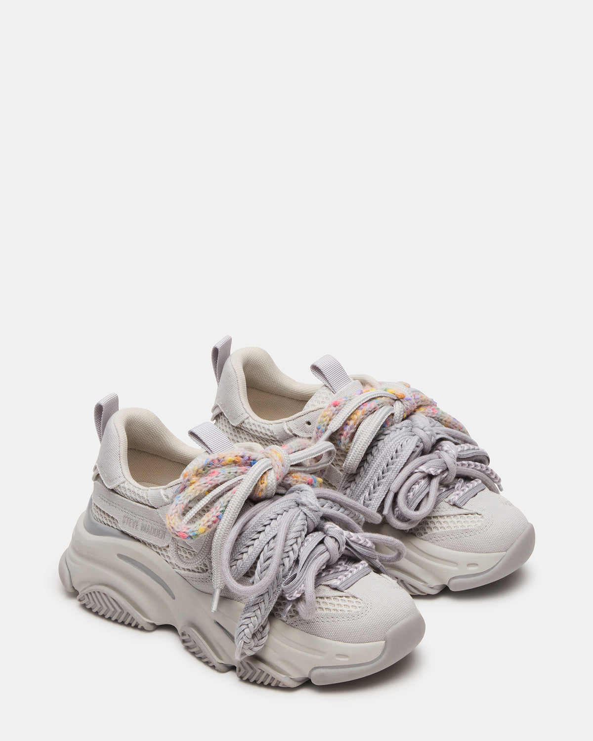 PRYCE Grey Low-Top Lace-Up Chunky Platform Women's Sneaker - Steve Madden