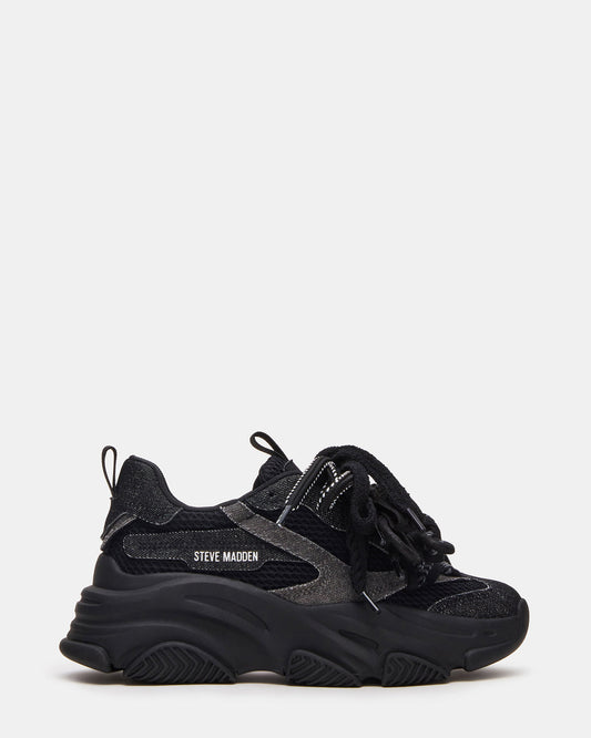 PRYCE Black Low-Top Lace-Up Chunky Platform Women's Sneaker - Steve Madden