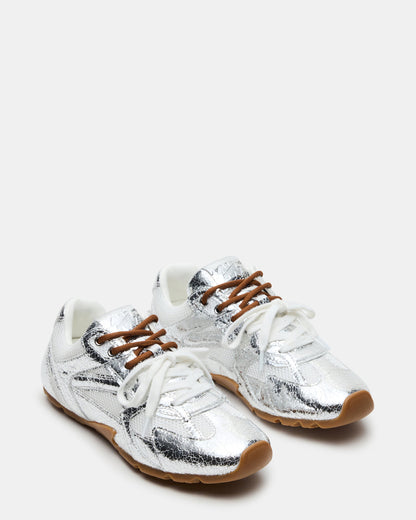 AZIEL Silver Low-Top Lace-Up Women's Sneakers - Steve Madden