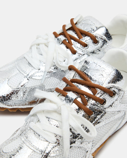 AZIEL Silver Low-Top Lace-Up Women's Sneakers - Steve Madden