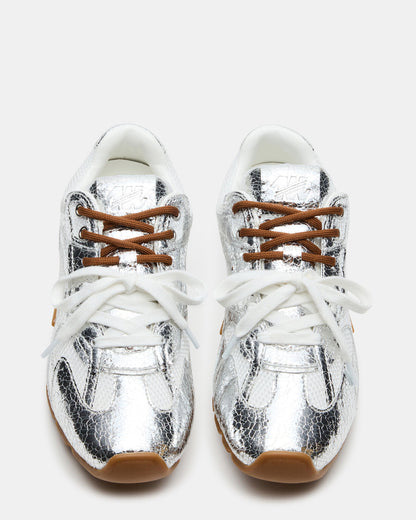 AZIEL Silver Low-Top Lace-Up Women's Sneakers - Steve Madden