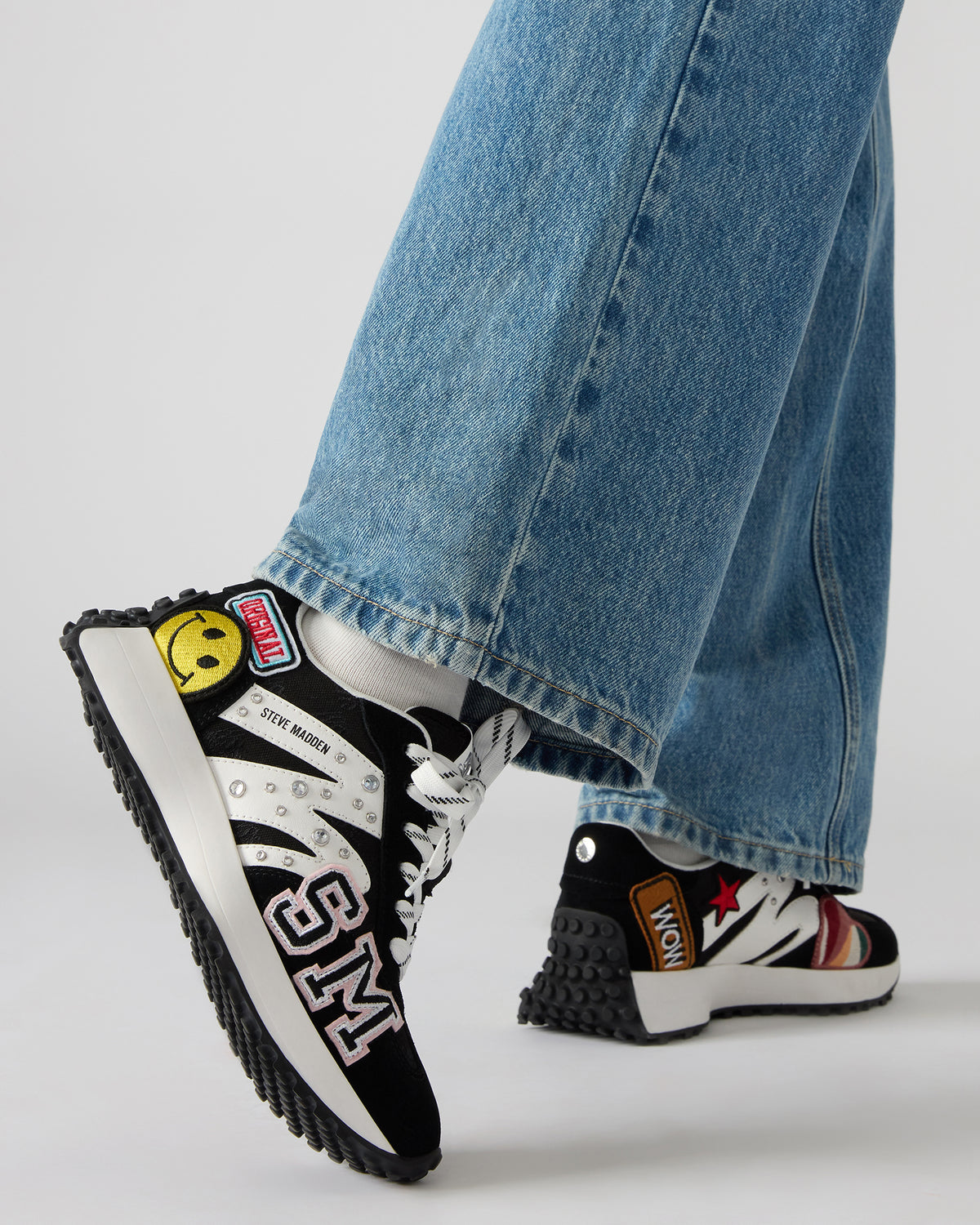 CAMPO Black Multi Patches Lace-Up Women's Sneaker - Steve Madden