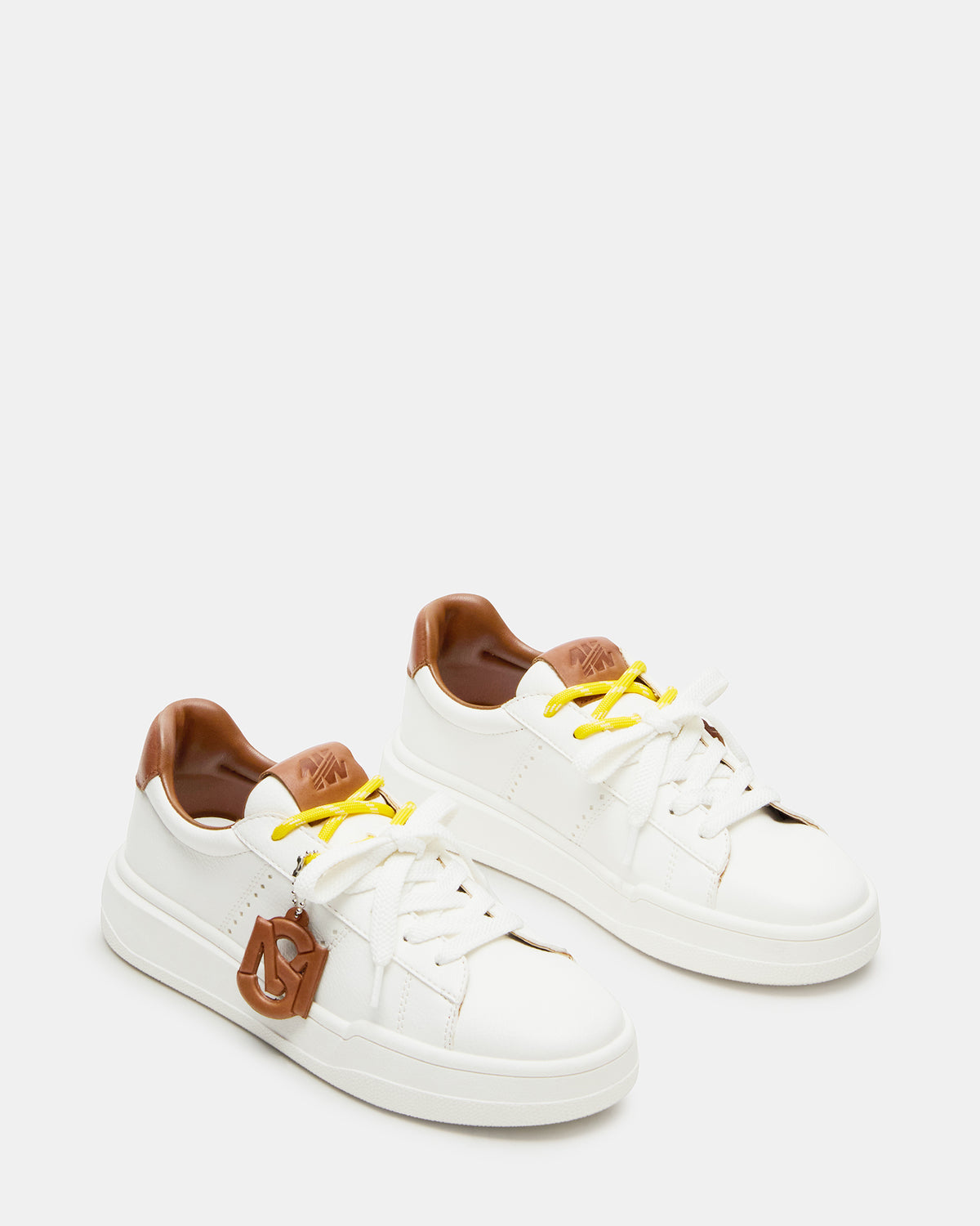 MARVIN White/Tan Low-Top Lace-Up Women's Sneaker - Steve Madden