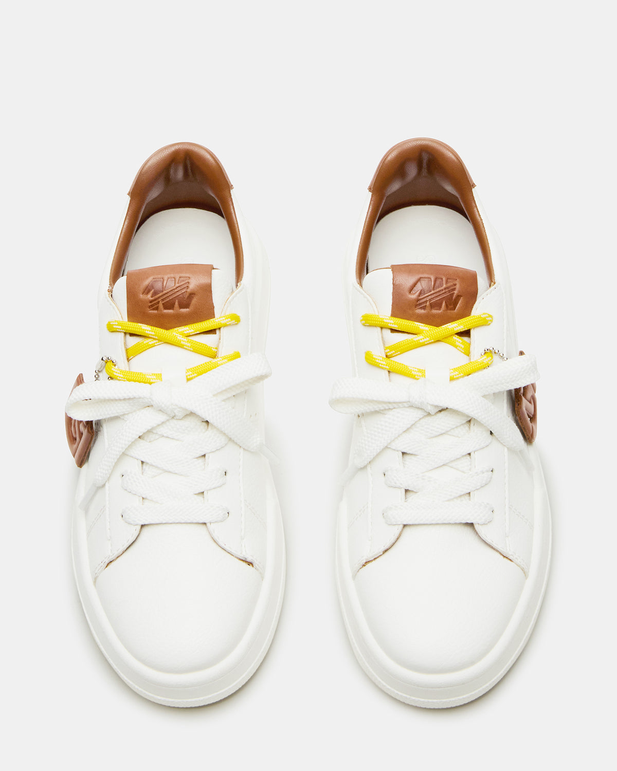 MARVIN White/Tan Low-Top Lace-Up Women's Sneaker - Steve Madden