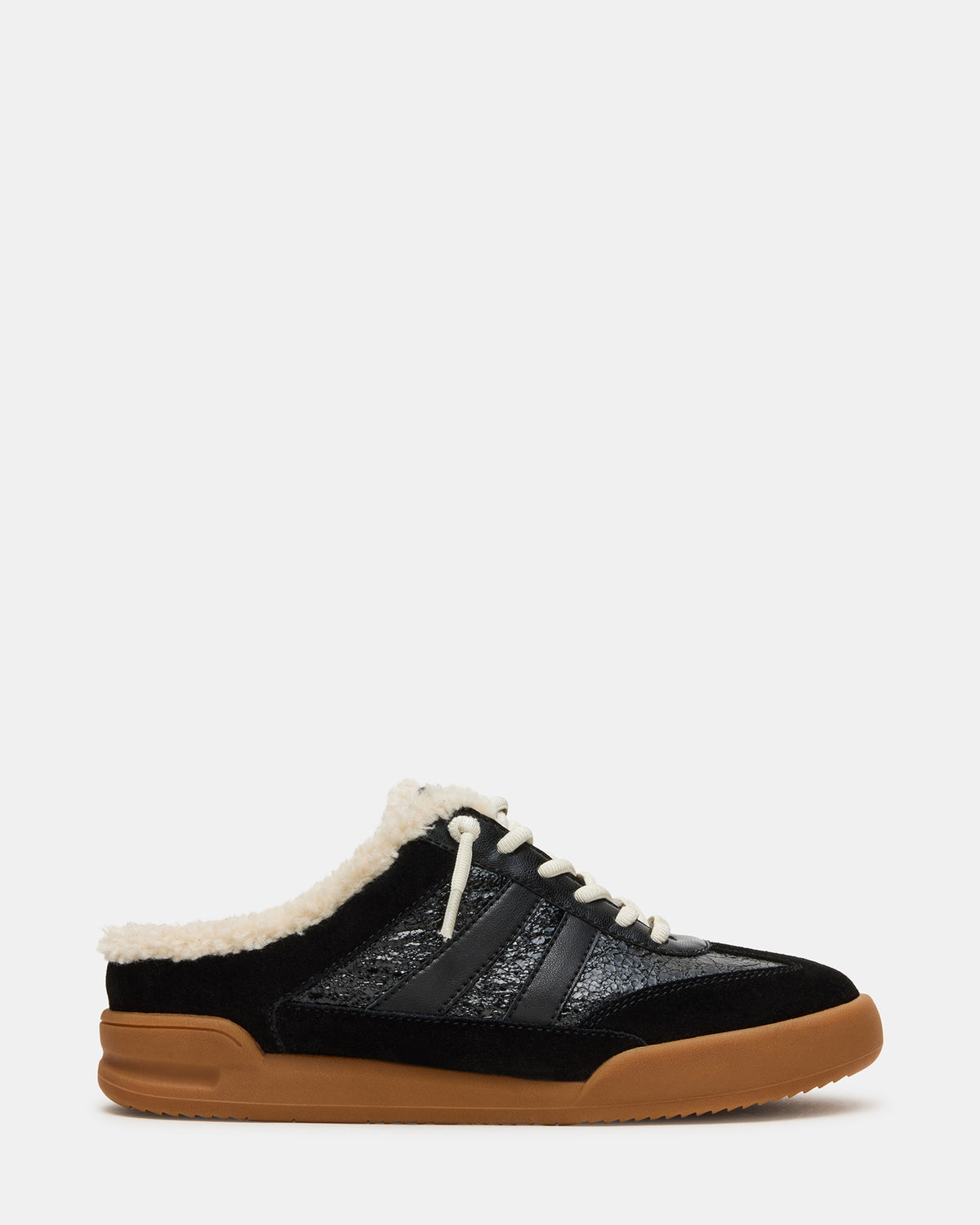 VANDY Faux Fur Black Multi Low-Top Lace-Up Mule Women's Sneaker - Steve Madden