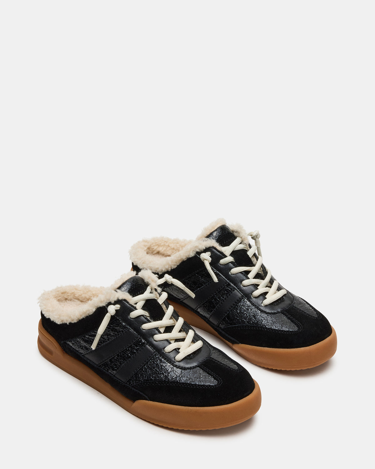 VANDY Faux Fur Black Multi Low-Top Lace-Up Mule Women's Sneaker - Steve Madden