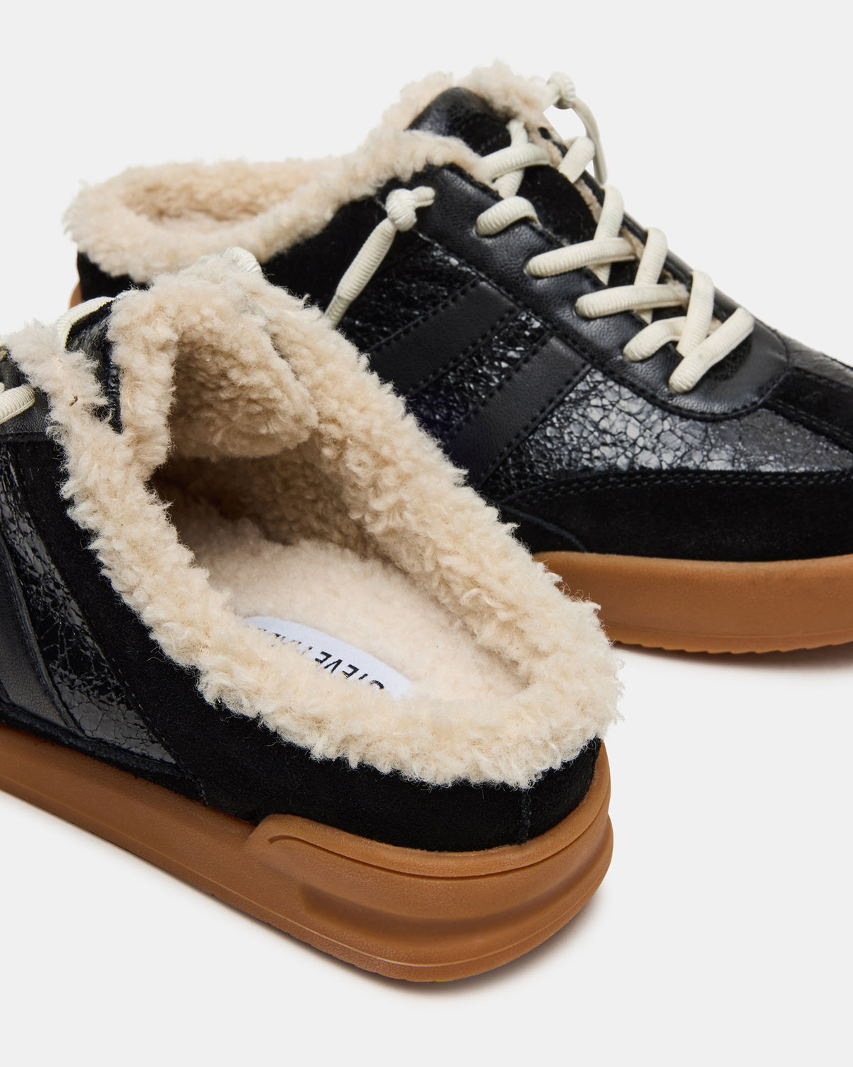 VANDY Faux Fur Black Multi Low-Top Lace-Up Mule Women's Sneaker - Steve Madden