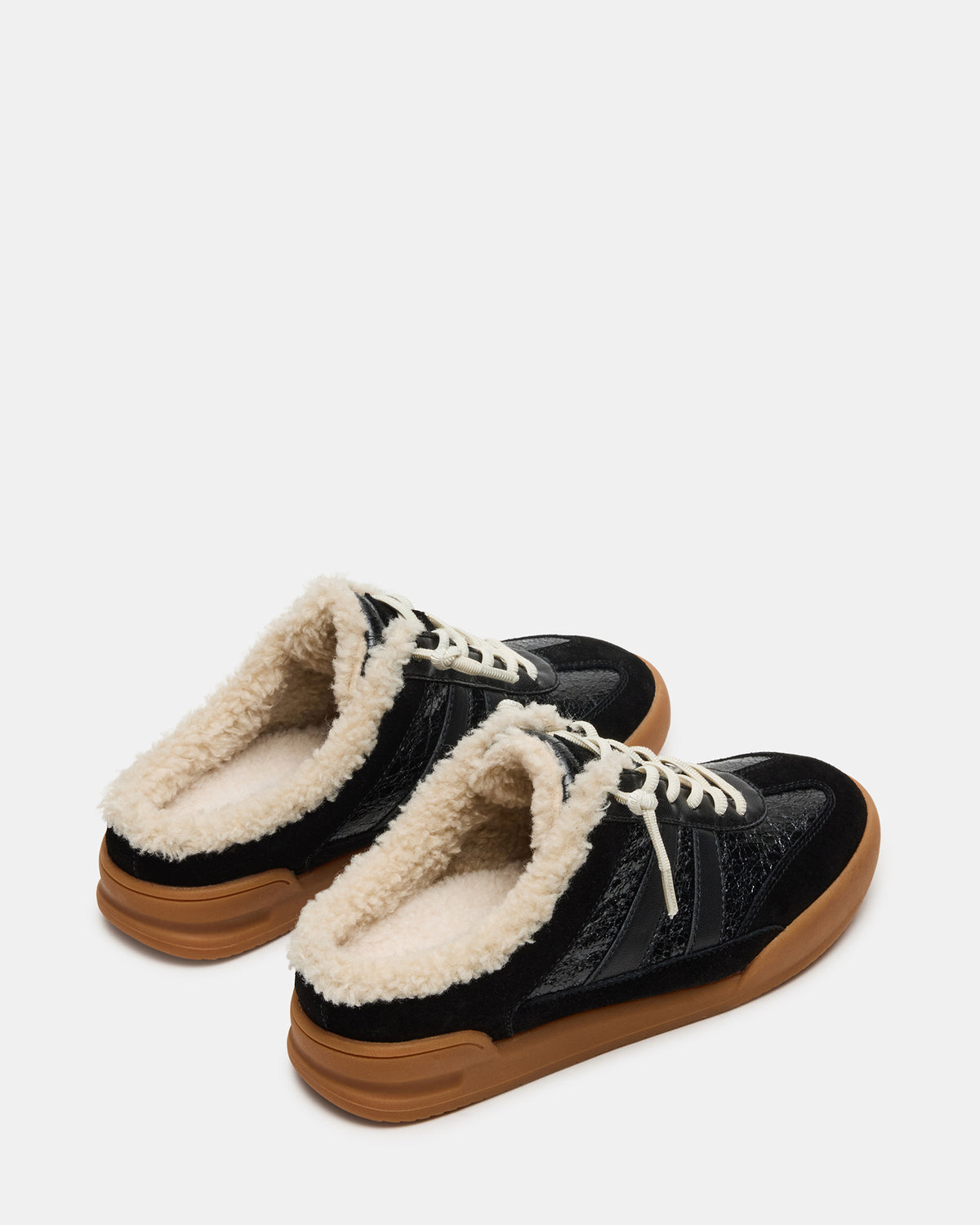 VANDY Faux Fur Black Multi Low-Top Lace-Up Mule Women's Sneaker - Steve Madden