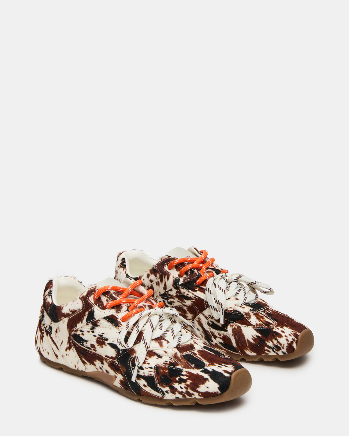 AZIEL Brown Cow Print Low-Top Lace-Up Women's Sneakers - Steve Madden