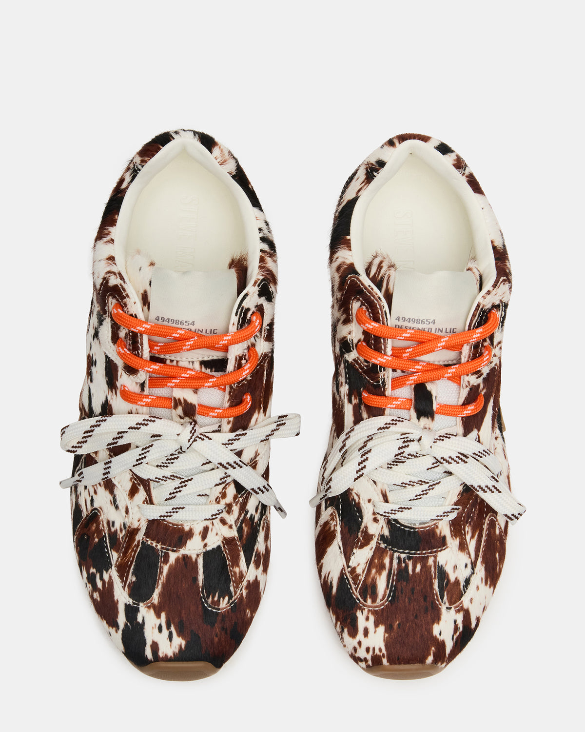 AZIEL Brown Cow Print Low-Top Lace-Up Women's Sneakers - Steve Madden