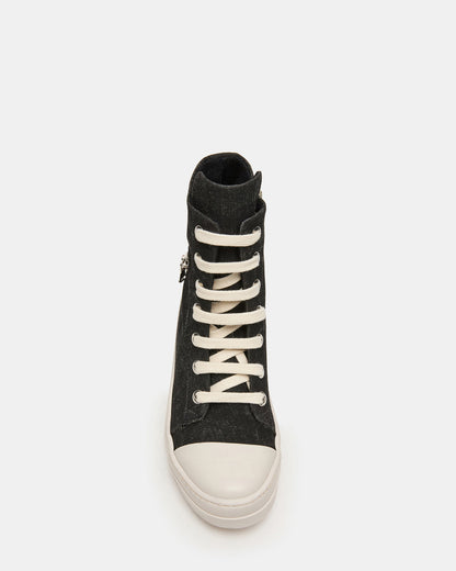 DEVON Black/White High-Top Lace-Up Women's Sneaker - Steve Madden