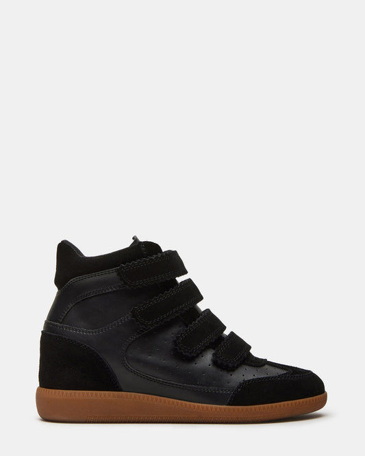 MUSTANG Black Suede Women's High-Top Velcro Sneaker - Steve Madden