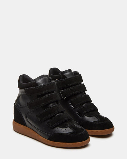 MUSTANG Black Suede Women's High-Top Velcro Sneaker - Steve Madden