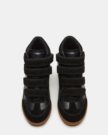 MUSTANG Black Suede Women's High-Top Velcro Sneaker - Steve Madden