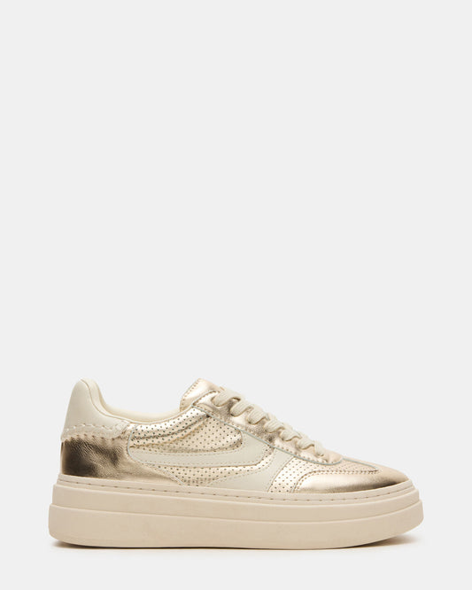 DODGE Perforated Champagne Multi Women's Low-Top Platform Sneaker - Steve Madden