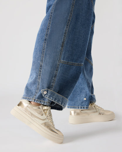 DODGE Perforated Champagne Multi Women's Low-Top Platform Sneaker - Steve Madden
