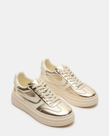 DODGE Perforated Champagne Multi Women's Low-Top Platform Sneaker - Steve Madden