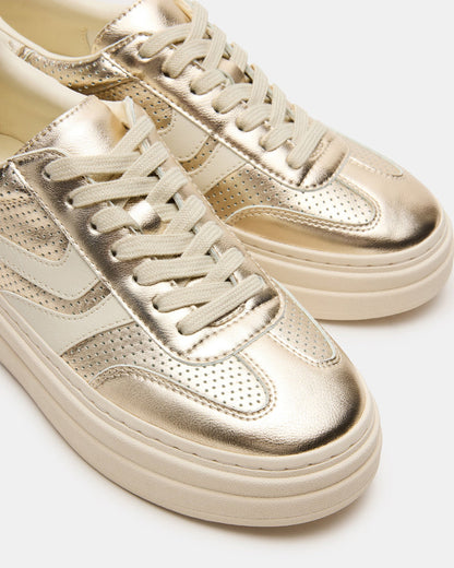 DODGE Perforated Champagne Multi Women's Low-Top Platform Sneaker - Steve Madden