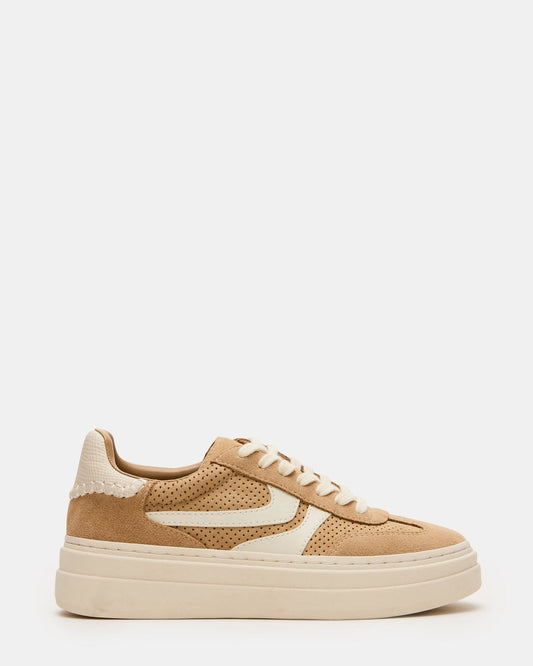 DODGE Perforated Camel Multi Women's Low-Top Platform Sneaker - Steve Madden