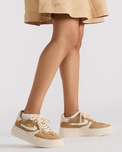 DODGE Perforated Camel Multi Women's Low-Top Platform Sneaker - Steve Madden