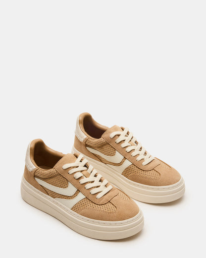 DODGE Perforated Camel Multi Women's Low-Top Platform Sneaker - Steve Madden