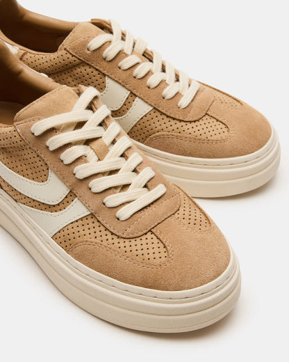 DODGE Perforated Camel Multi Women's Low-Top Platform Sneaker - Steve Madden