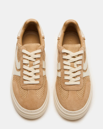 DODGE Perforated Camel Multi Women's Low-Top Platform Sneaker - Steve Madden