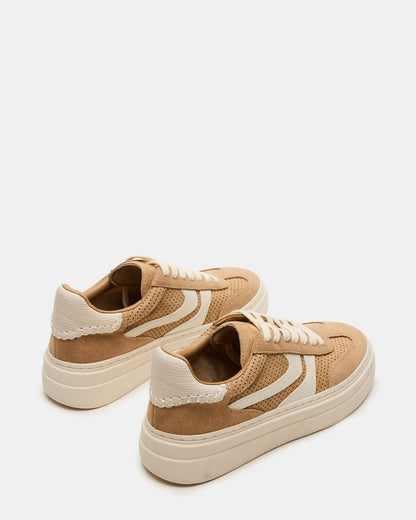 DODGE Perforated Camel Multi Women's Low-Top Platform Sneaker - Steve Madden