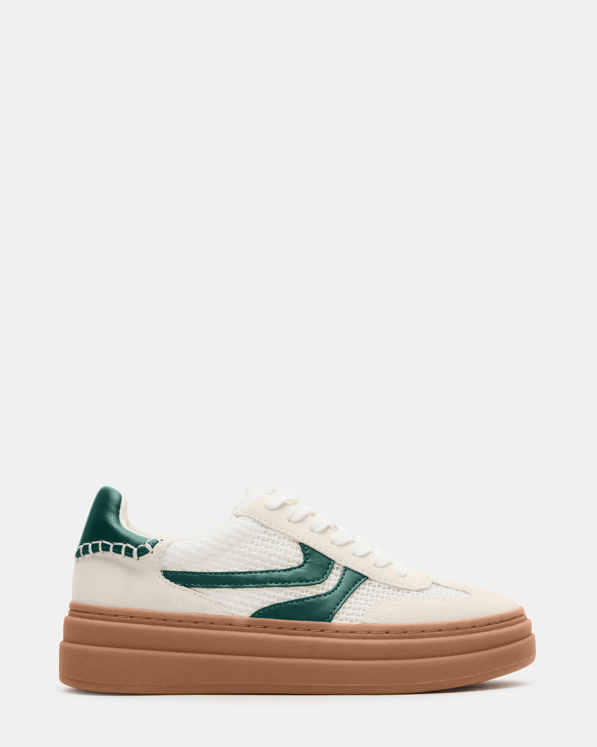 DODGE White/Green Low-Top Platform Women's Sneaker - Steve Madden