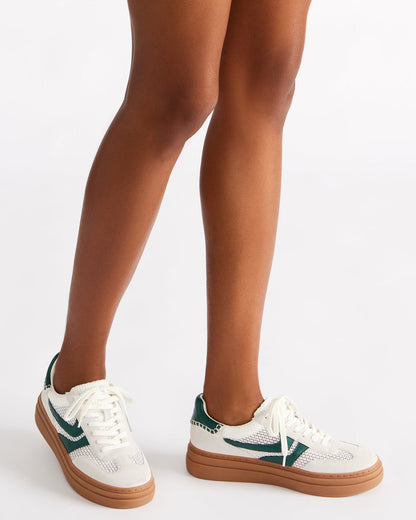 DODGE White/Green Low-Top Platform Women's Sneaker - Steve Madden