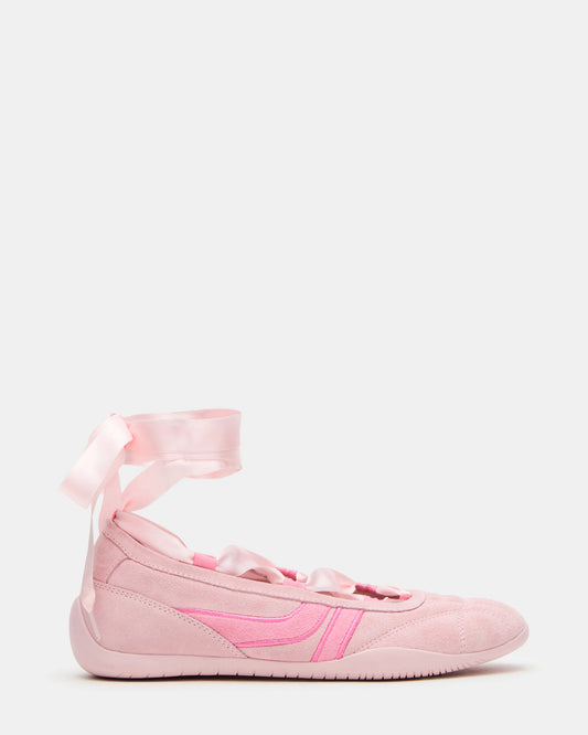 PROMISE Pink Suede Low-Top Lace-Up Ribbon Women's Sneaker - Steve Madden