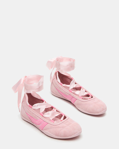 PROMISE Pink Suede Low-Top Lace-Up Ribbon Women's Sneaker - Steve Madden