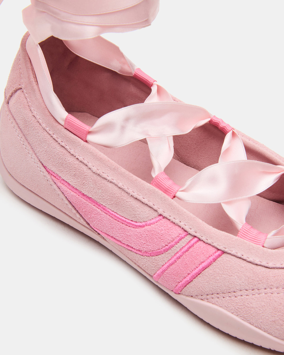 PROMISE Pink Suede Low-Top Lace-Up Ribbon Women's Sneaker - Steve Madden