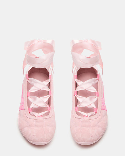 PROMISE Pink Suede Low-Top Lace-Up Ribbon Women's Sneaker - Steve Madden