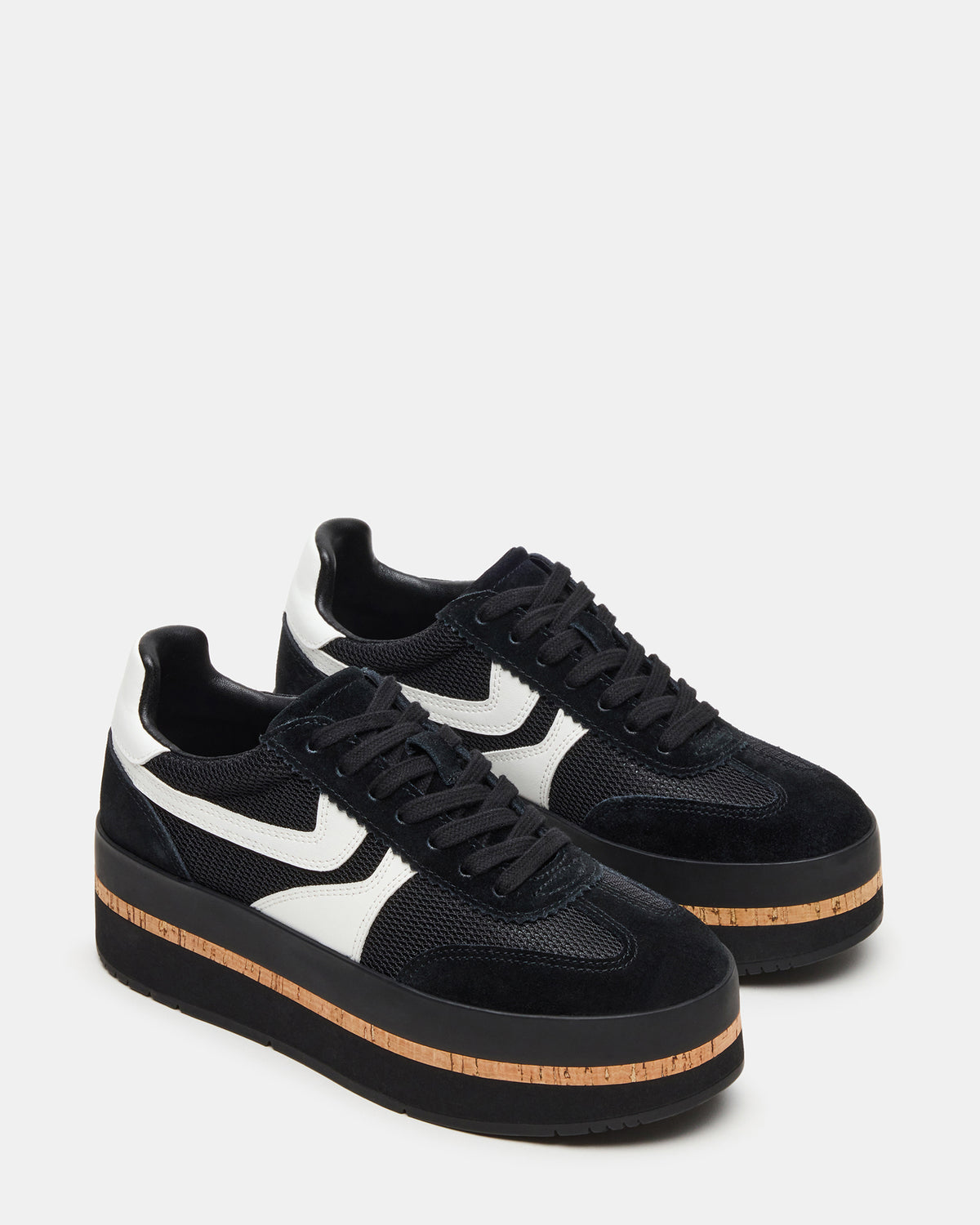 JUDGE Black Multi Platform Low-Top Lace-Up Women's Sneaker - Steve Madden