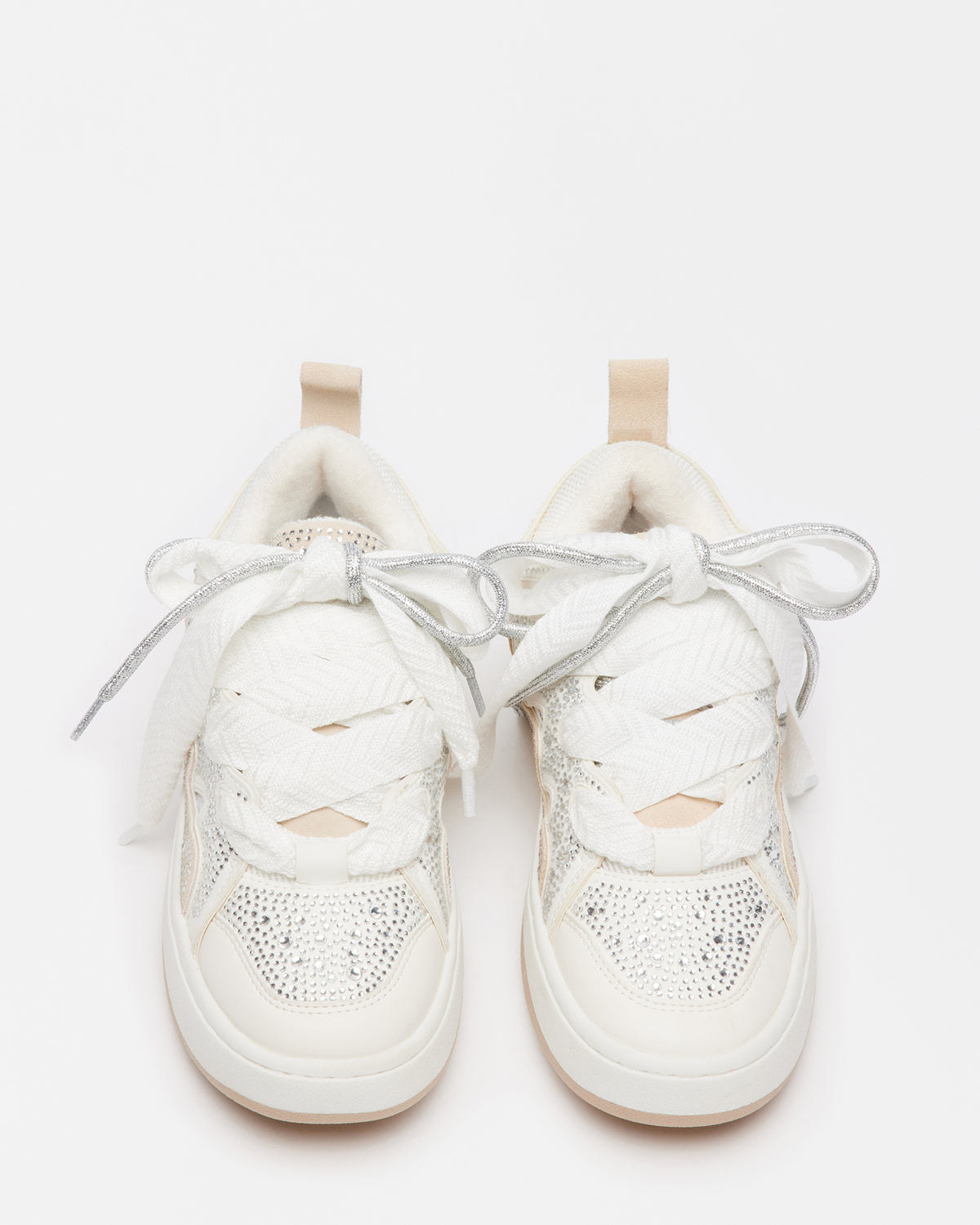 ROARING White Rhinestones Low-Top Lace-Up Sneaker | Women's Sneakers - Steve Madden