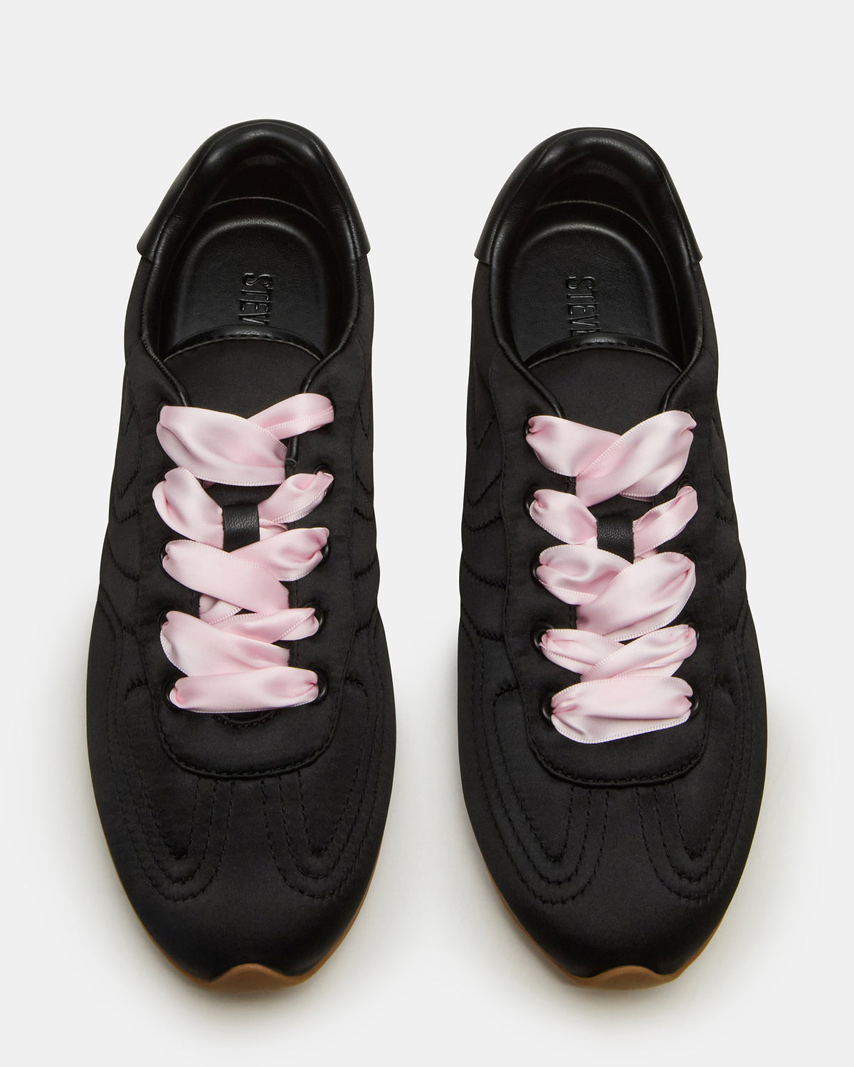 ABBI Black Satin Low-Top Lace-Up Women's Sneaker - Steve Madden