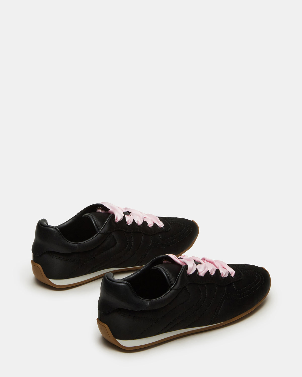 ABBI Black Satin Low-Top Lace-Up Women's Sneaker - Steve Madden
