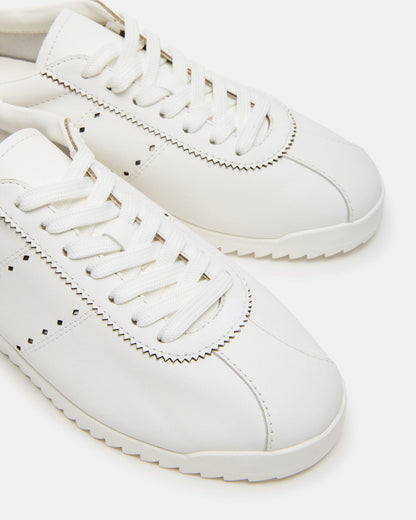MIRAGE White Leather Women's Low-Top Sneaker - Steve Madden
