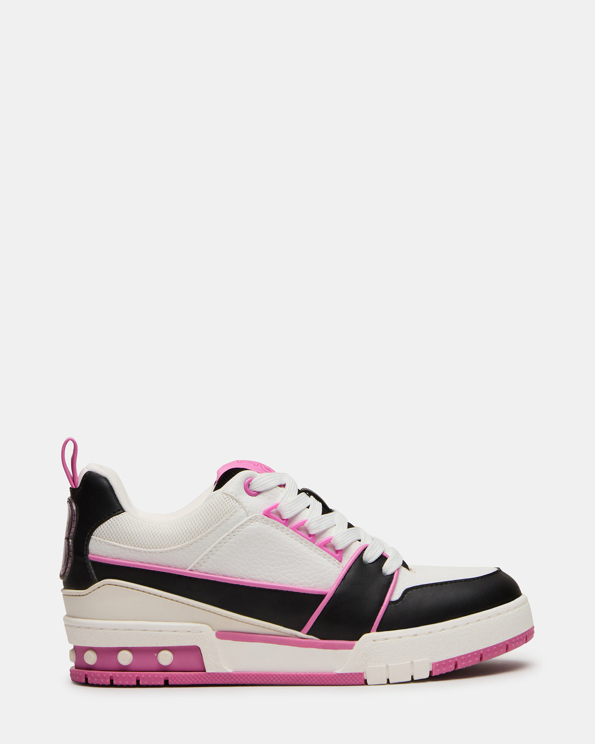 SKATER Black/Pink Low-Top Lace-Up Women's Sneaker - Steve Madden