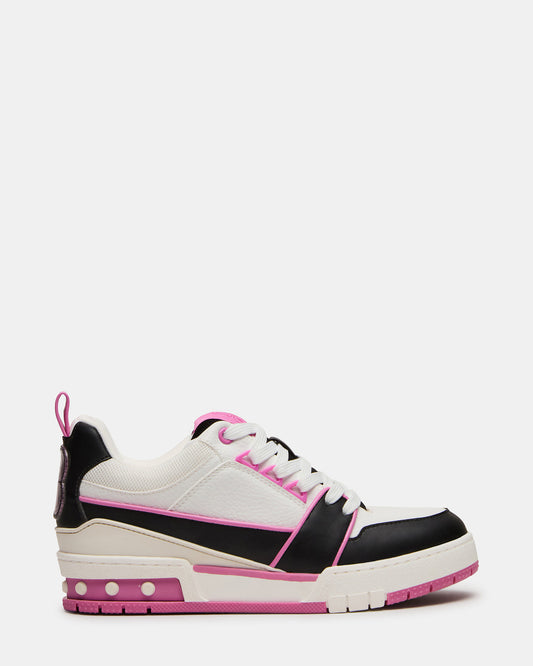 SKATER Black/Pink Low-Top Lace-Up Women's Sneaker - Steve Madden