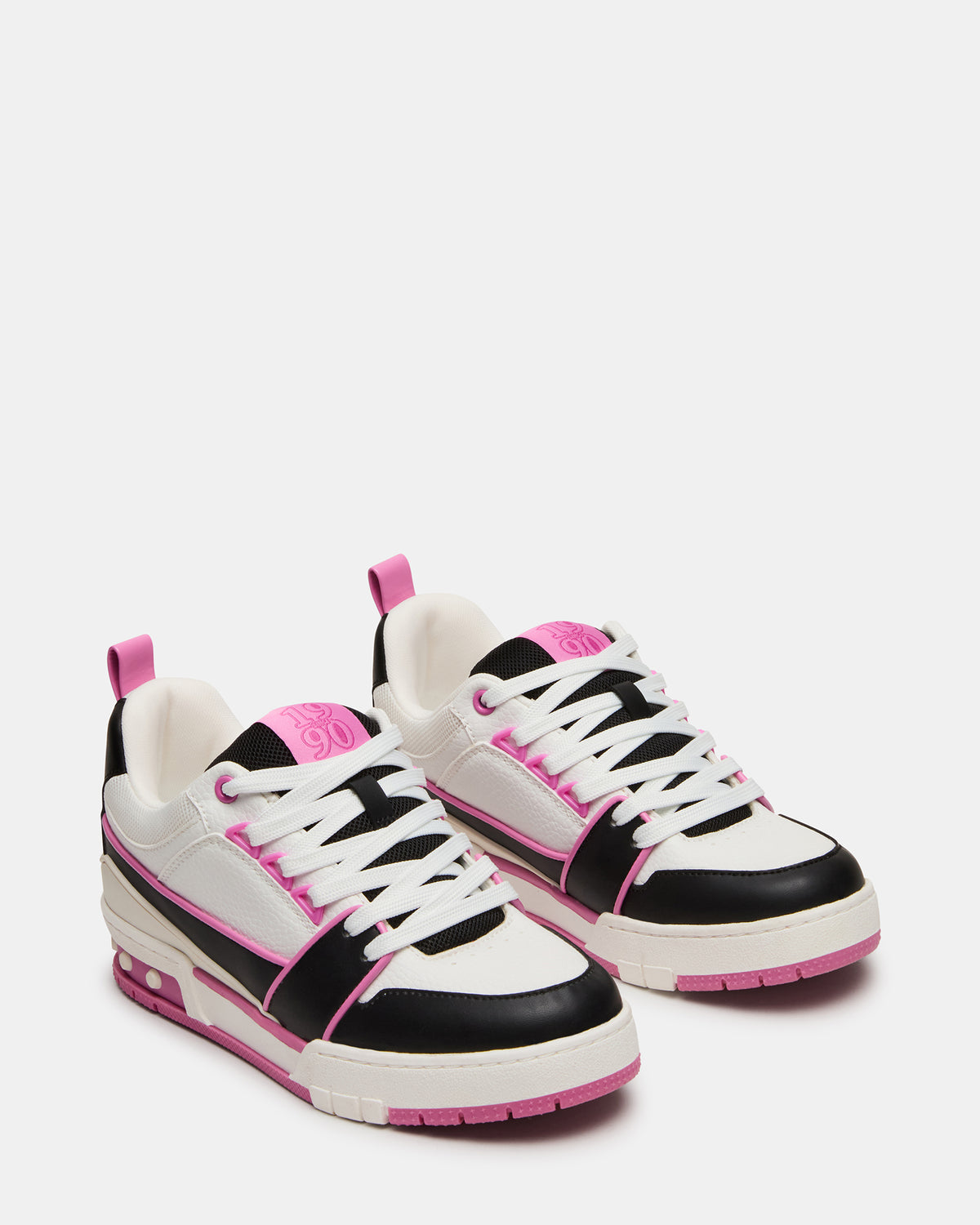 SKATER Black/Pink Low-Top Lace-Up Women's Sneaker - Steve Madden