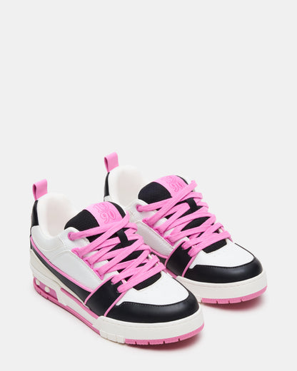 SKATER Black/Pink Low-Top Lace-Up Women's Sneaker - Steve Madden