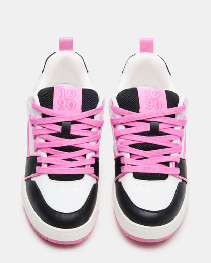SKATER Black/Pink Low-Top Lace-Up Women's Sneaker - Steve Madden