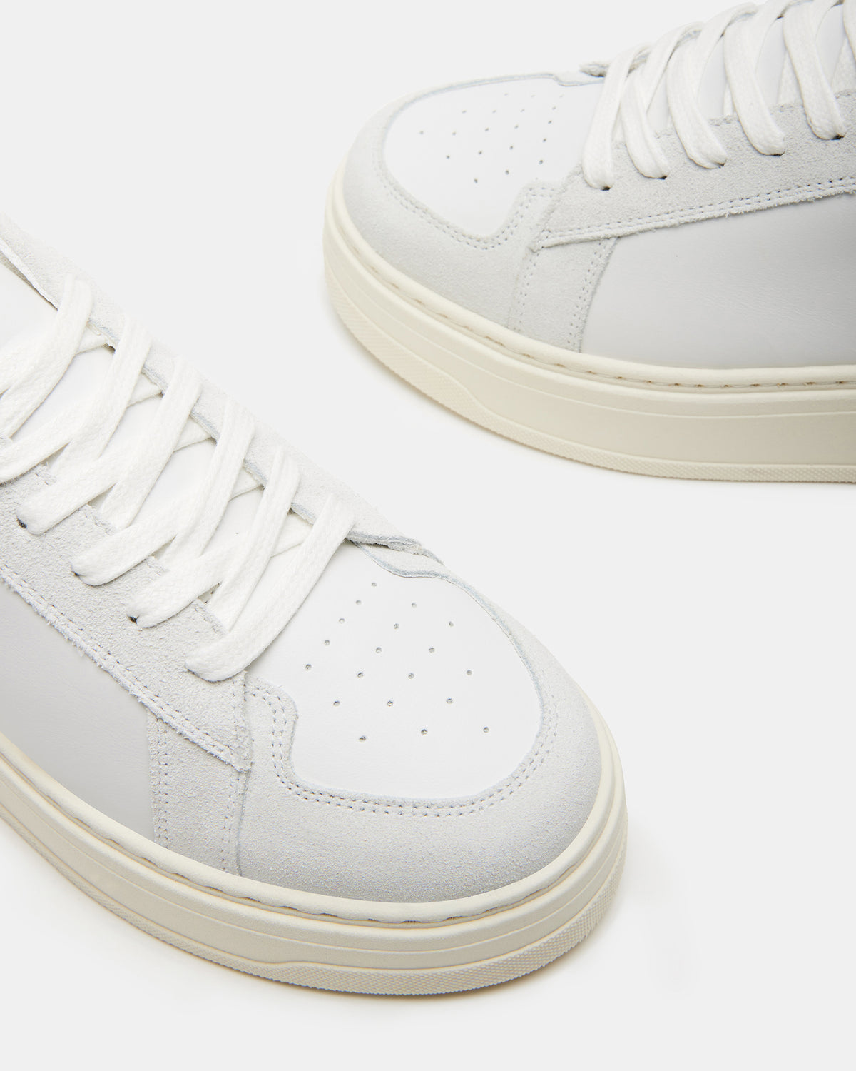 DOMINO White Leather Tonal Platform Sneaker | Women's Sneakers - Steve Madden