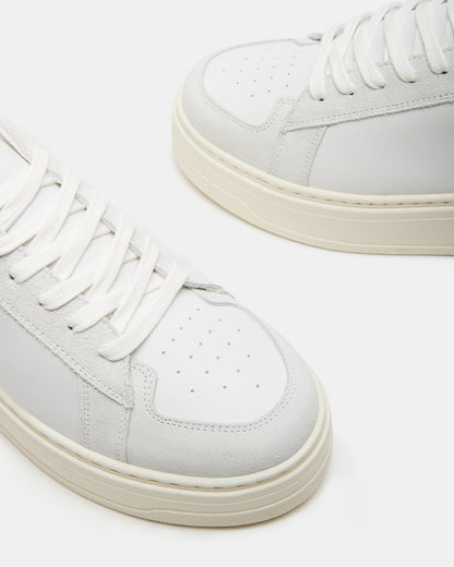 DOMINO White Leather Tonal Platform Sneaker | Women's Sneakers - Steve Madden