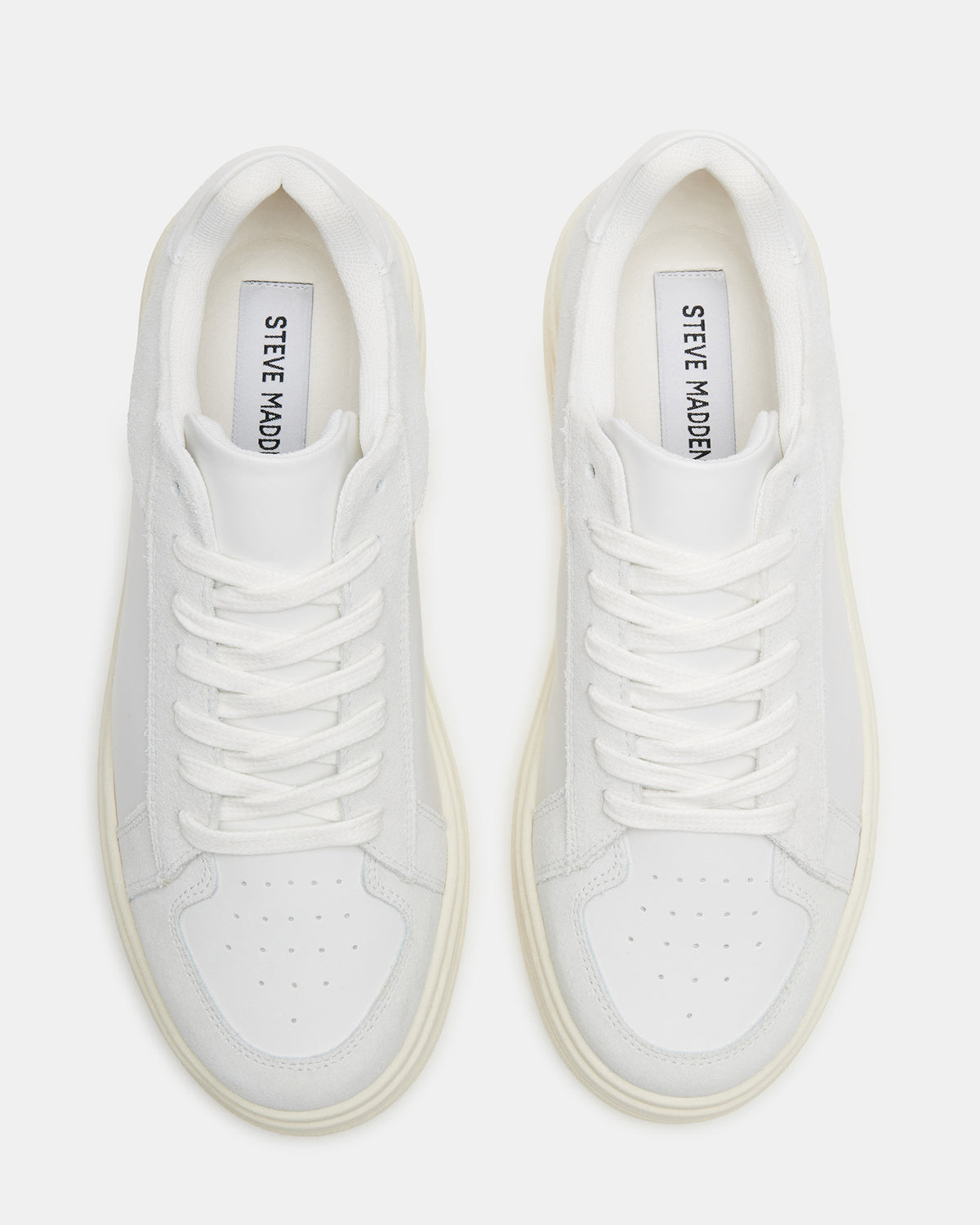 DOMINO White Leather Tonal Platform Sneaker | Women's Sneakers - Steve Madden